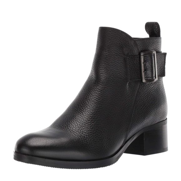 NEW Clarks Women Mila Charm Black Leather Ankle Strap Buckled Zip Up Bootie - Picture 4 of 8